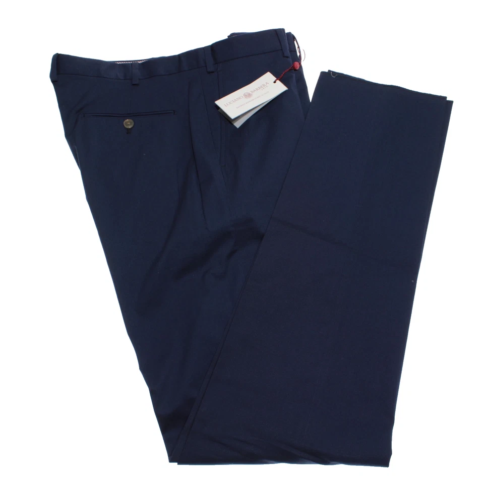Pantalones chinos/informales Luciano Barbera nuevos con etiquetas frente plano talla 54 (US 38) en azul Foto 2 de 4