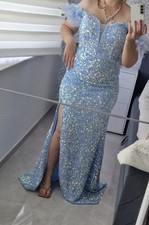 Damen Abendkleid Blau L Normalgröße Paillet...