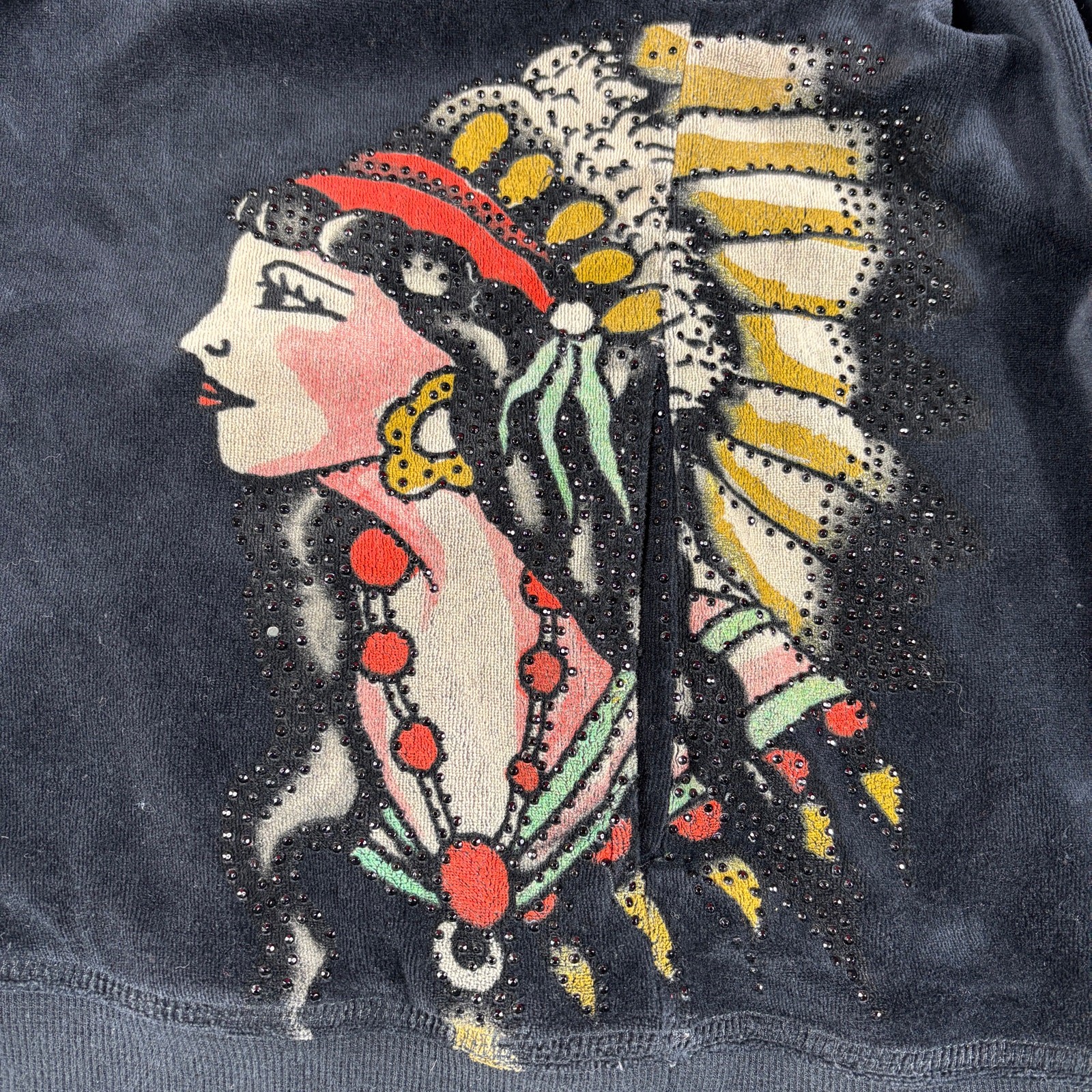 Vintage Ed Hardy Christian Audigier Hoodie Womens XL Y2K Full Zip Bedazzled USA