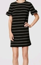 LOFT Black and White Striped Mini Dress