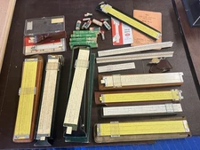 Big Lot of Vintage Slide Rules & Lettering Pens ++ some are damaged