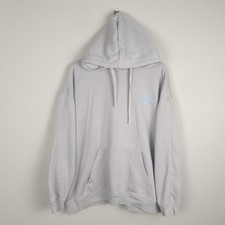 Adidas Hoodie Womens XL 20-22 Grey Big Back Bubble Logo Streetwear Casual