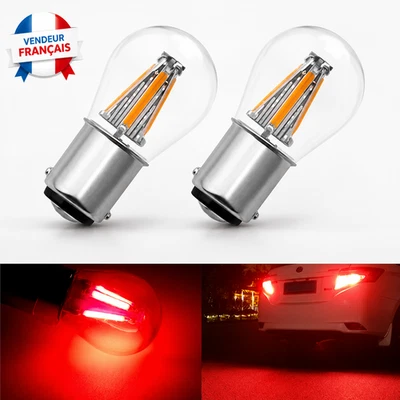 Ampoules LED P21/5W 4 Filaments BAY15D Rouge pour feux arrière voitures 12V - Photo 1/2