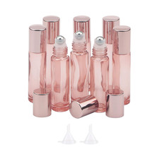 8 Pack 10Ml Glass Roller Bottles for Essential Oils, Rose Gold