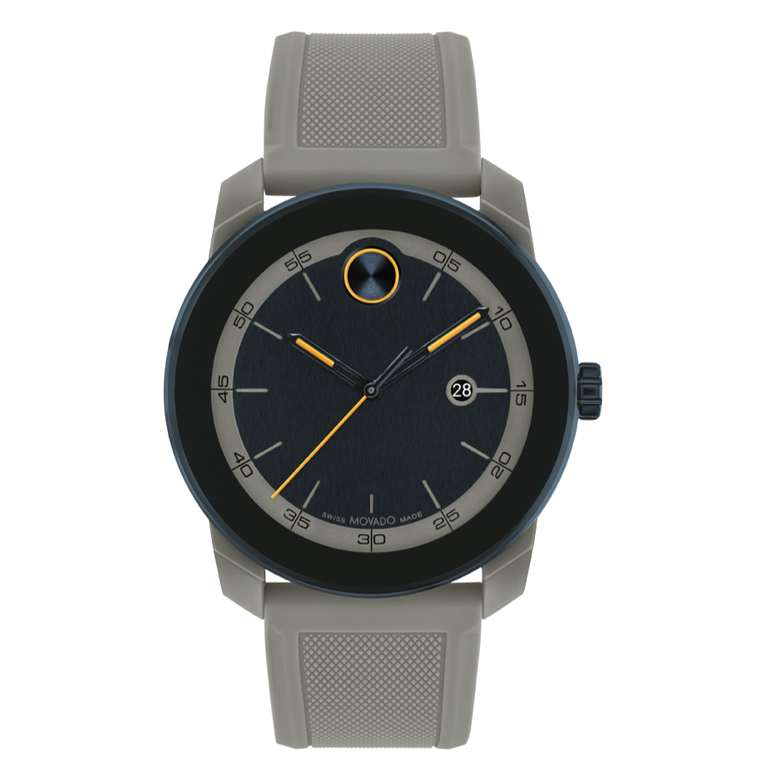 MOVADO BOLD TR90 3601209 BLUE DIAL GRAY SILICONE STRAP SWISS 42MM