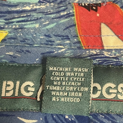 Camicia Big Dogs uomo grande blu hawaiana tavola da surf stampa rayon bottoni estate - Foto 7 di 13