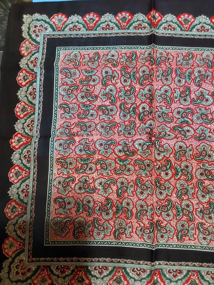 复古 70 年代 100% 处女羊毛围巾 RN # 16432 PAISLEY 印花日本  — 第 2/4 张图片