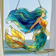 Ocean Mermaid Acrylic Suncatcher, Faux acrylic Window Hanging