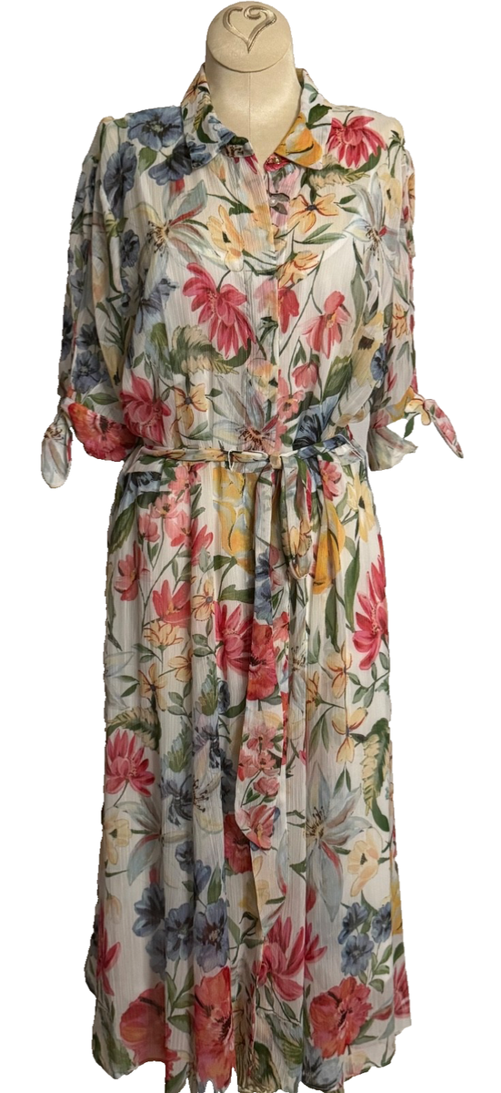 calvin klein printed chiffon dress 149$ Calvin Klein Sleeveless Teal Tie-Waist Midi Printed Chiffon Dress Size M