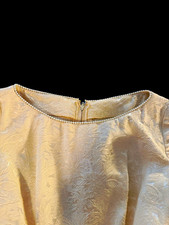 Handmade Ivory Jacquard Wedding Dress Petites Half Sleeve Scoop Neck Zip