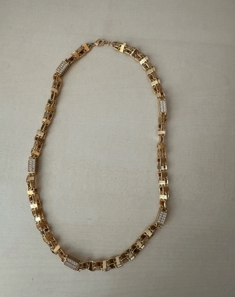 Käfigkette Magnumkette Iced Out 8mm 66cm 18k Vergoldet Gold Plated Edelstahl - Bild 2 von 3