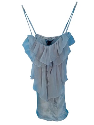 Urban Behavior VTG Y2K Ruffle Babydoll Gray Satin Cami Top NWT Size S Fairy 