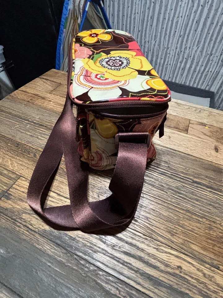 Fiambrera Vera Bradley Retro Años 70 Estampado Floral Marrón Amarillo Foto 2 de 4