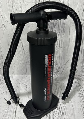 Black Intex Double Quick III S Hi-Output Air Pump Hand Pump w/Hose Pre Owned