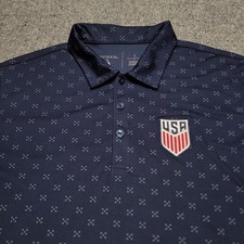 USA Shirt Mens Large Navy Antigua USMNT Spark Golf Polo Soccer Performance 