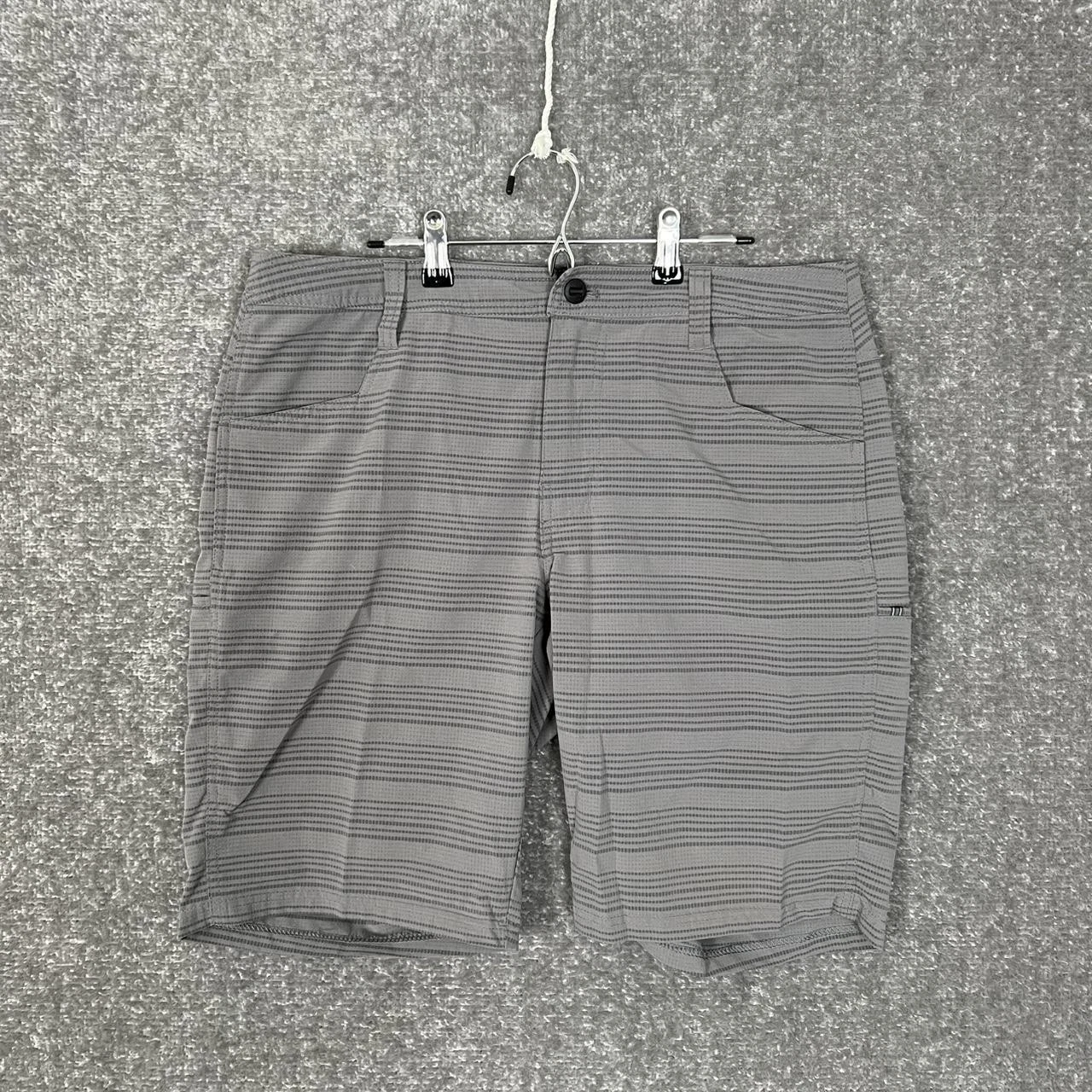 Kuhl Upriser Shorts Mens 33 Gray Stripe Performance Chino Stretch Hiking Trail