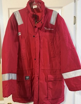 Wenaas FR Anti Flame Jacket Transocean  Red Reflective Full Zip Mens L Insulated