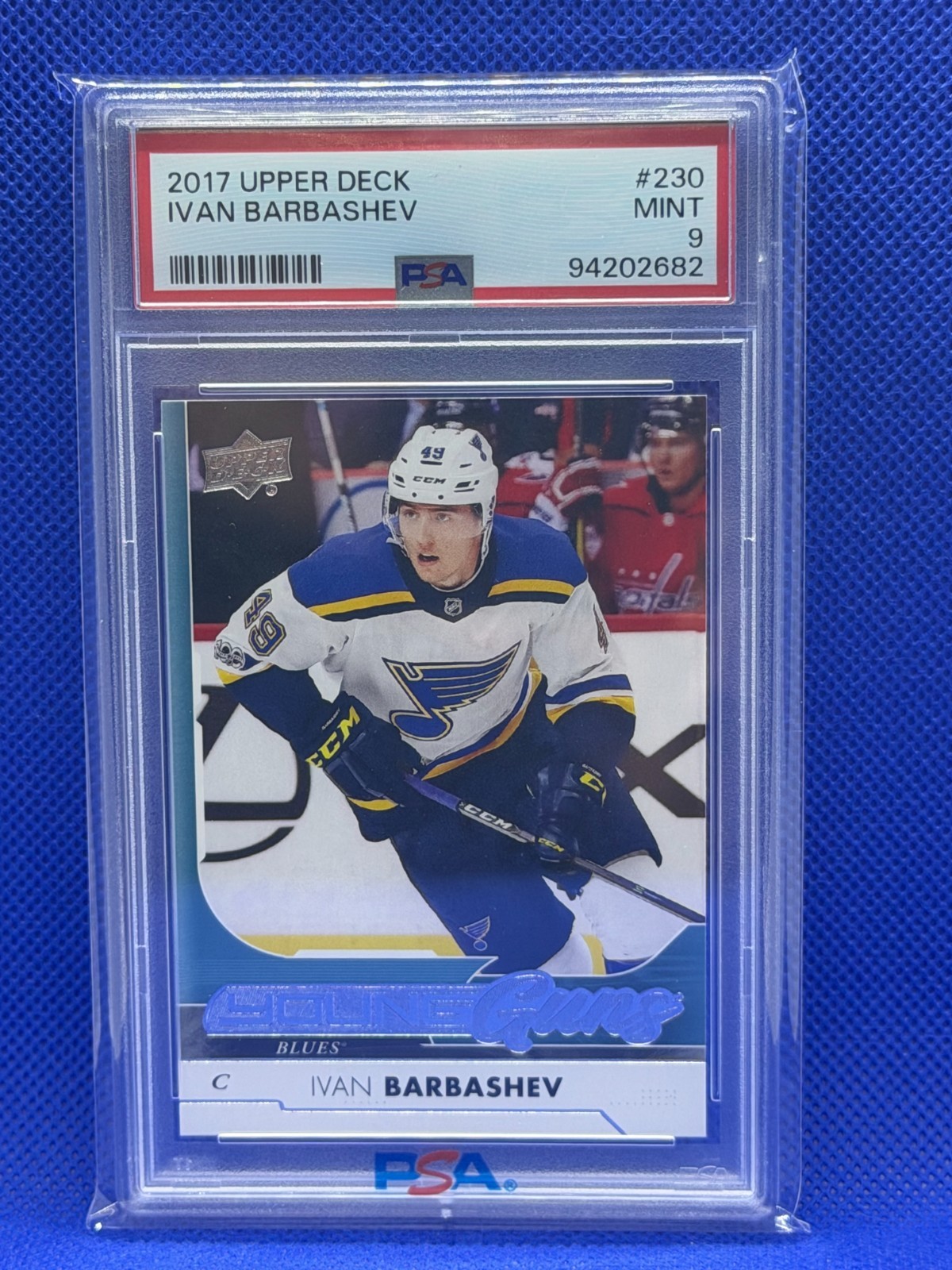 2017 Upper Deck #230 Ivan Barbashev Young Guns RC PSA 9 Blues