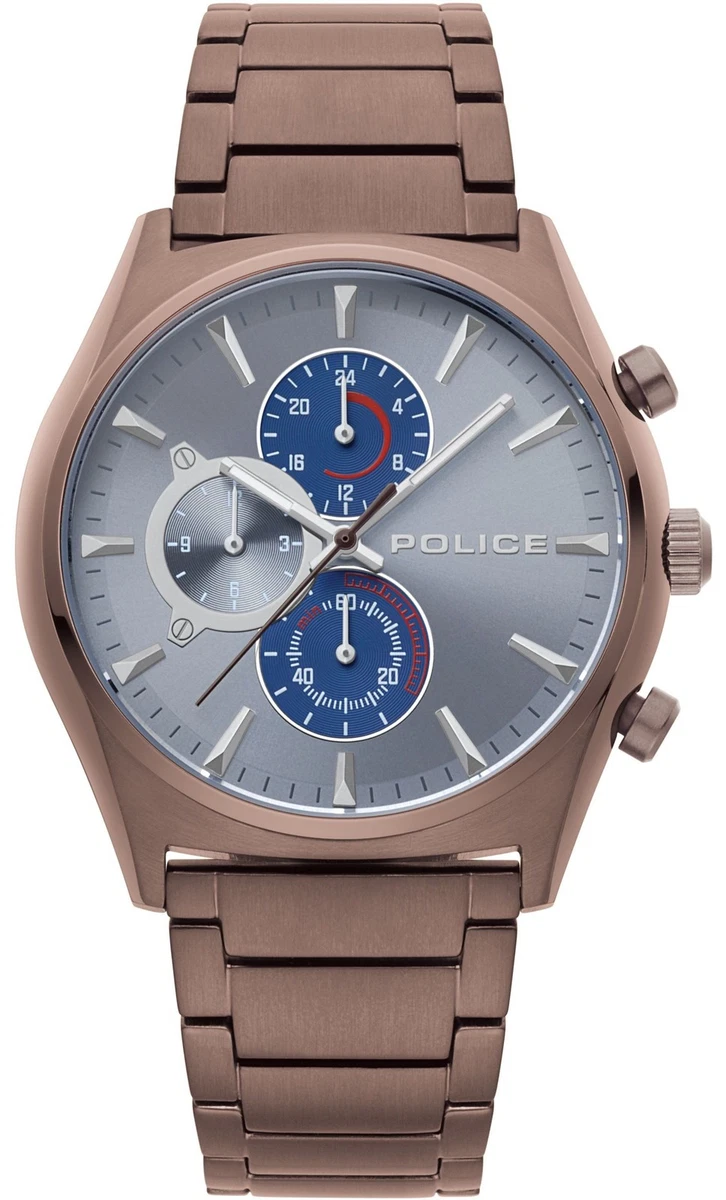 Police Bushmaster Orologio Uomo PL.14638XSBZS/12 – Cassa In Acciaio 52mm, Cinturino In Pelle Marrone, Impermeabile 50m