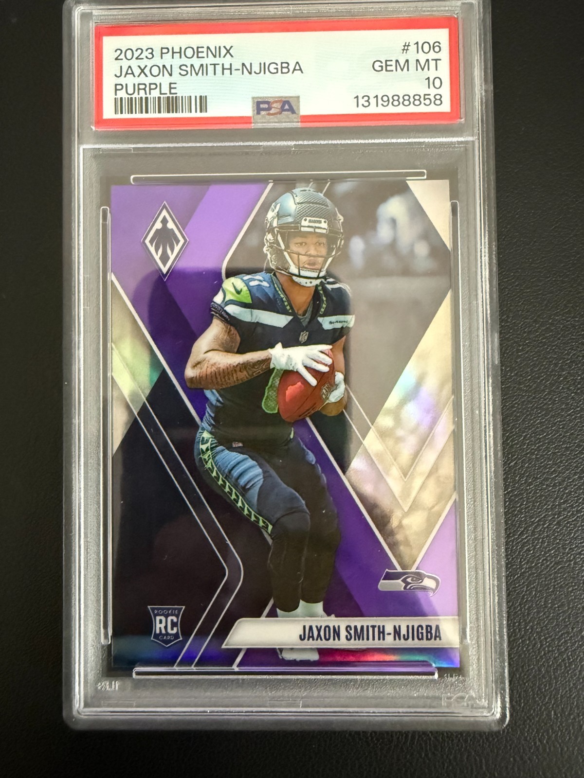 Jaxon Smith Njigba ROOKIE 2023 Panini Phoenix #106 Purple RC /125 PSA 10 Seahawk