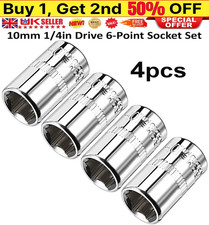4Pcs 1/4-inch Drive 10mm Cr-V 6-Point Shallow Socket 25mm Length