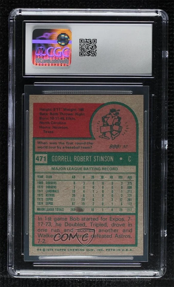 1975 Topps Mini Bob Stinson #471 CGC 8.5 - Image 2 of 2