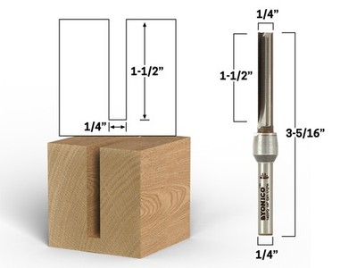 1/4'' Diameter Carbide Insert Straight Router Bit - 1/4'' Shank - Yonico 14037q
