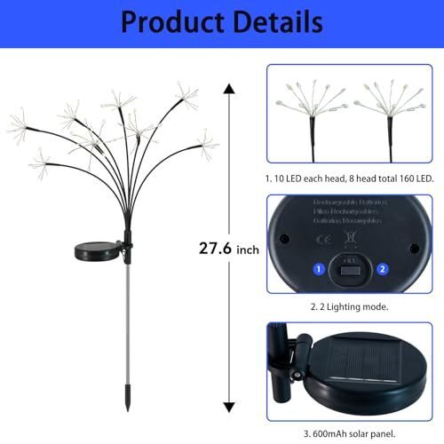 Solar Garden Lights Outdoor Waterproof 2 Pack Twinkling Solar Firework Lights... - Picture 5 of 6