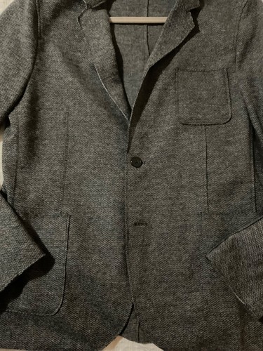 Vintage Saks Fifth Ave Blazer Charcoal Herringbone Wool Blend Size 40-42 - Picture 2 of 8