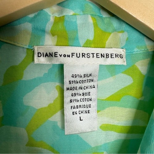 Diane Von Furstenberg Silk Cotton Swimsuit Cover Up Tunic Semi Sheer Size Large - Picture 5 of 9