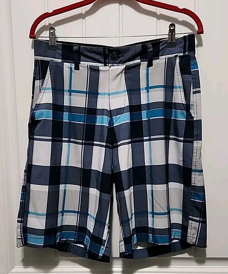 Ocean Pacific Shorts Mens Sz 30 Flex 4Way Stretch Blue Plaid