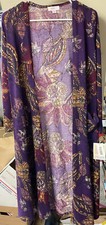 LuLaRoe Womens SARAH Long Duster Cardigan Size XS Purple W/Color Pattern NWTs