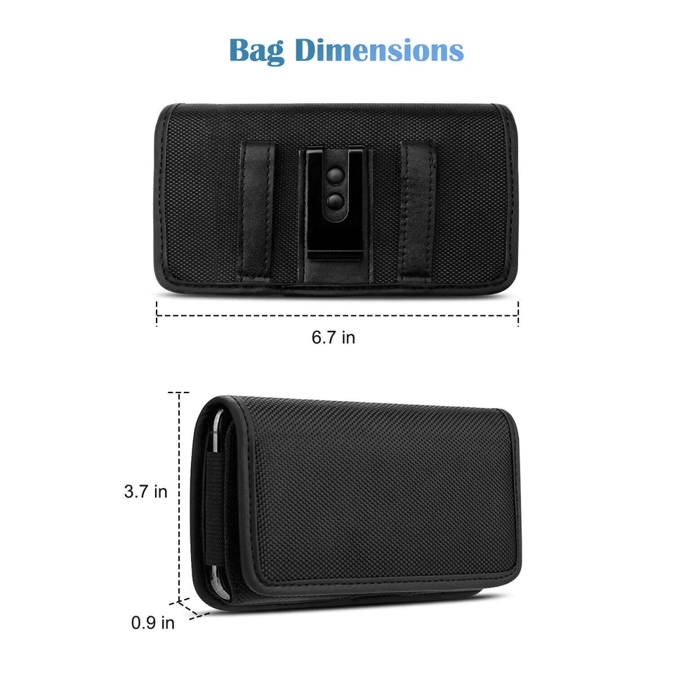 Cell Phone Pouch Case Holster Horizontal Oxford Cloth Holder with Belt Clip&Loop - Image 4 of 4