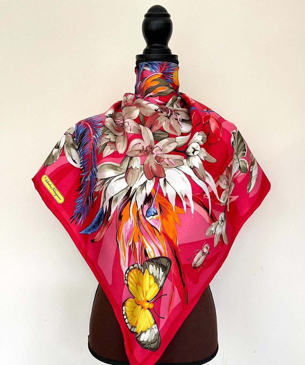Salvatore Ferragamo Silk Wrap Butterfly Flowers Garden Hot