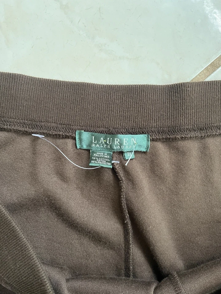 LAUREN RALPH LAUREN Green Label NEW! Dark Brown Velour Wide Leg Track Pants 3X - Image 4 of 4