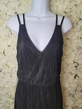 Sienna Sky Flirty Black Romper, Long Pants, Black SZ SM, Sleeveless,  Ribbed