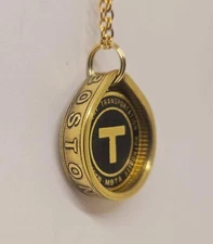 TEARDROP  T token Pendant souvenir  (BOSTON MBTA  transit token ) coin rings too