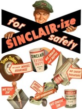 Sinclair - Ize for Extra Safety, Oil, Tires + NEW Sign 18x24" USA STEEL XL Size