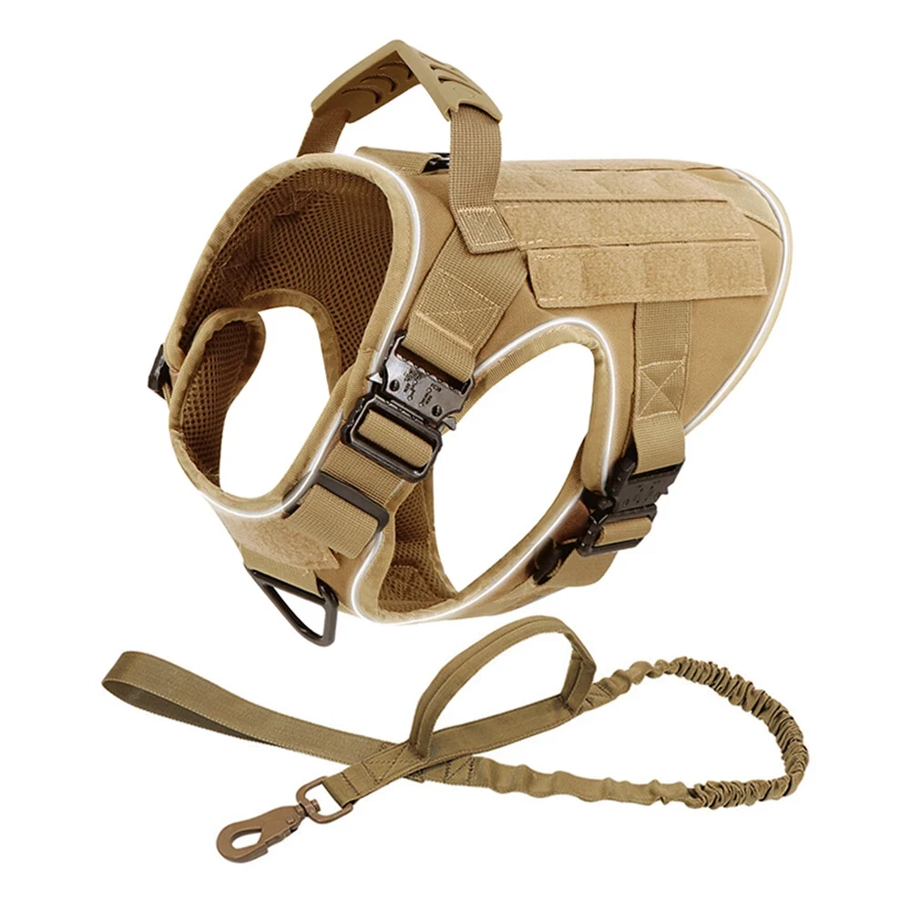 Dog Harness with 4 Metal Buckle Military Tactical Pet Training Vest Harnesses