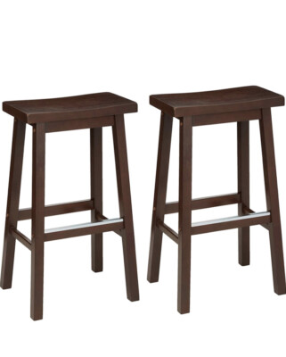 Amazon Basics Solid Wood Saddle-Seat Kitchen Counter Barstool