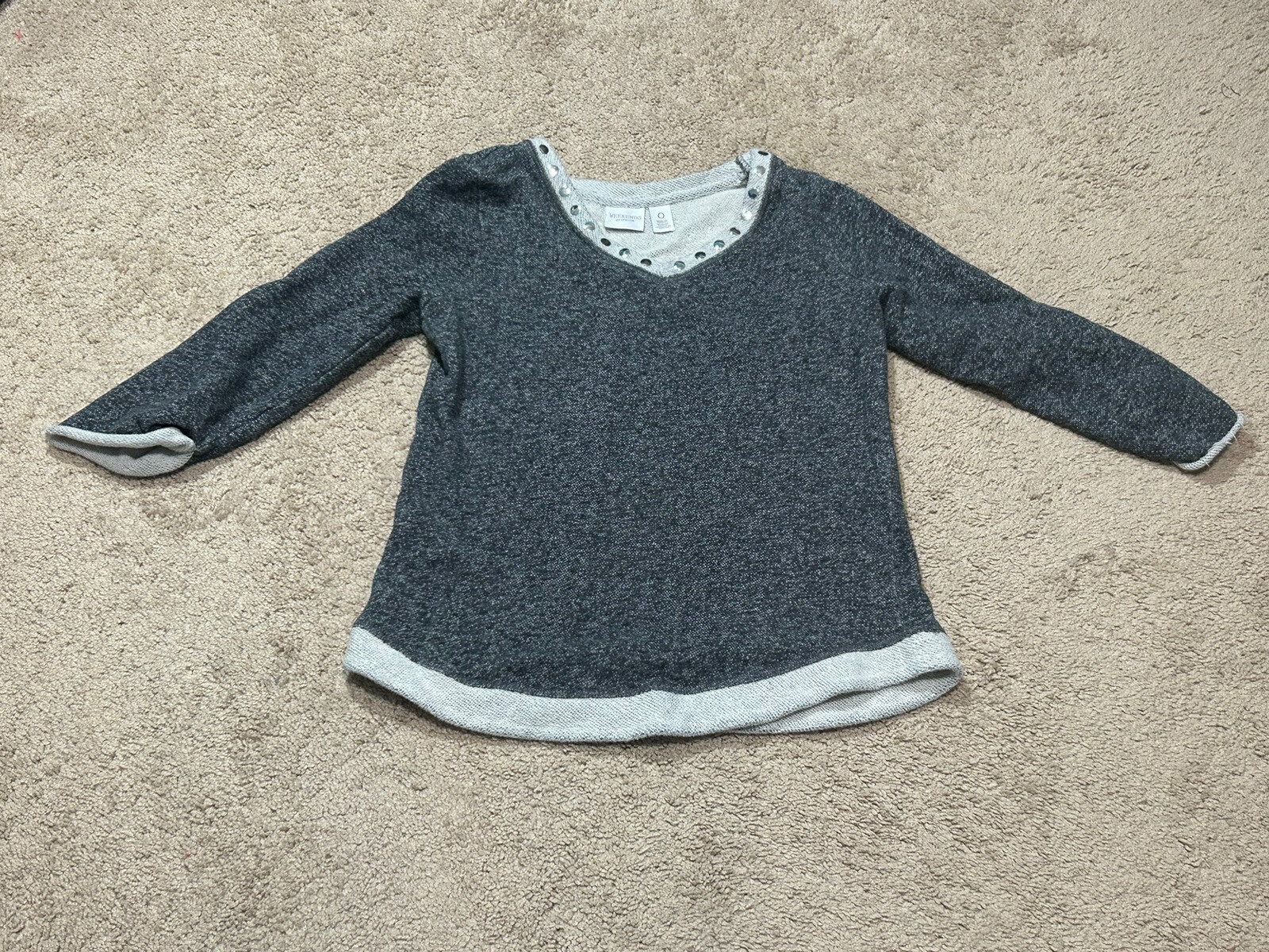 Chicos Womens Size 0 Multicolor Studded Comfort Shirt for Weekends