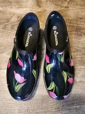 Womens Sloggers Tulips Waterproof Garden Shoe w/ Comfort Insole Black Size 10