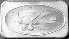 SPIRIT OF ST LOUIS .999 FINE SILVER 1 OZ ART BAR 46.99 per troy oz