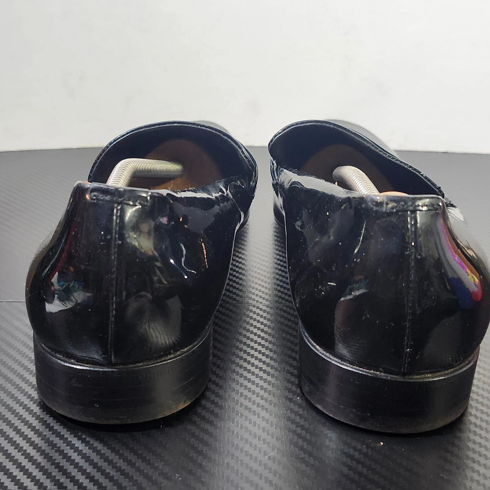 Mocassini slip on vintage Moschino in pelle verniciata nera taglia EU45