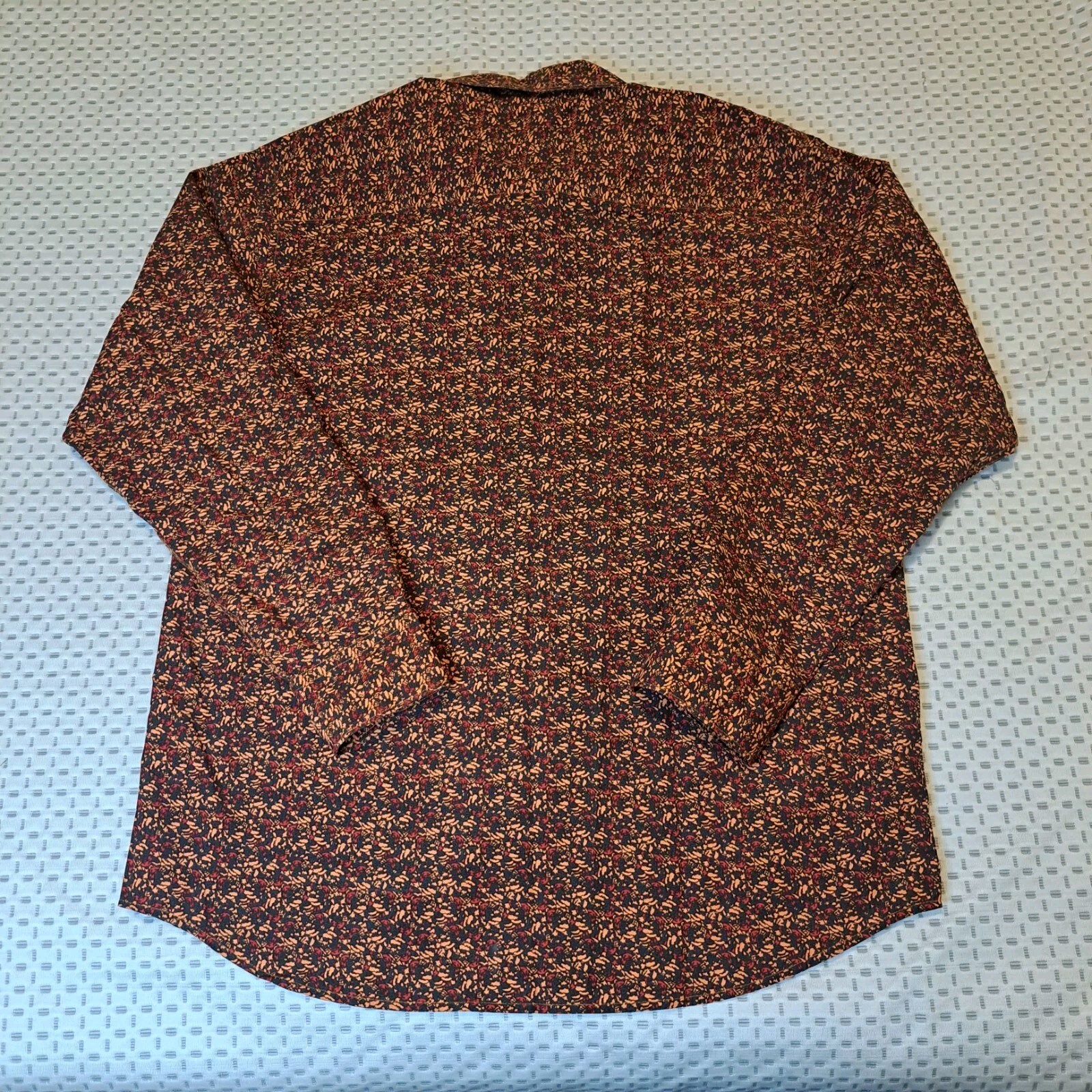 Orange Black Patterned Long Sleeved Button Down C… - image 2