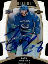 Zack MacEwen Signed Auto 2019-20 Upper Deck Allure Die Cut card Vancouver Canuck