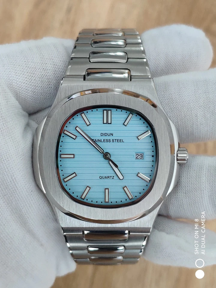 Reloj Didun Nautilus Japón Movimiento de Cuarzo Miyota Azul - Verde - Azul Tiffany Reino Unido - Imagen 2 de 4