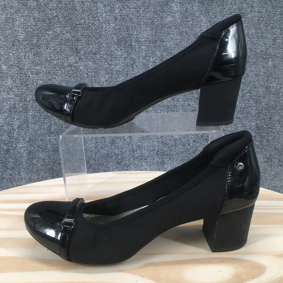 Zapatos Anne Klein para mujer 8 M Gwenna Pump negros sin cordones informales cómodos tacones en bloque Foto 2 de 4
