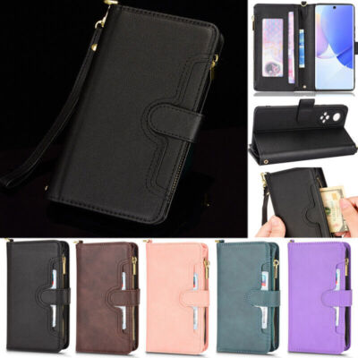 Zipper Card Wallet Leather Rugged Slim Back Case For Huawei Honor 50 Lite Nova 9