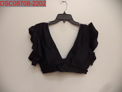 NWT- Sporlike Women's Black Ruffle Push Up High Waist Bikini, Size XL X002SMQWUV